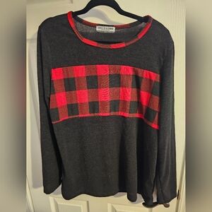 Chic Red Plaid Women's Tunic